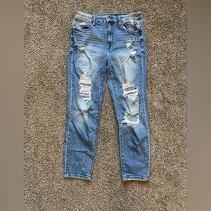 Willow and root high rise mom fit distressed jeans